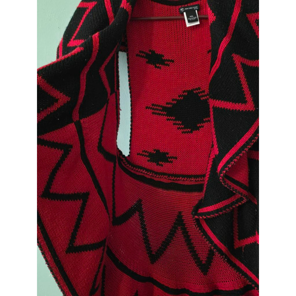 Women's New Directions Cardigan, PXL, Red & Black - Picture 5 of 8